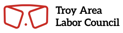 Troy Area Labor Council logo with stylized shirt collar